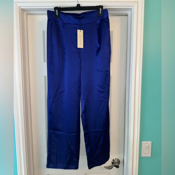 NWT - Royal Blue Satin Pants - Picture 1 of 3